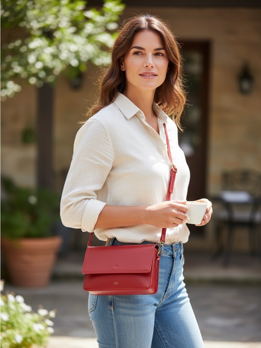 HOBO Red Leather Clutch Crossbody Bag New with Tags